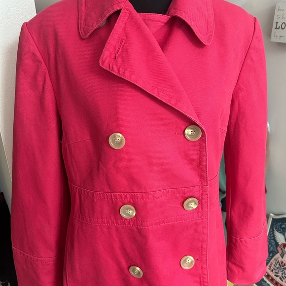 Ann Taylor Double-Breasted Fuchsia Pea Coat - Picture 1 of 11